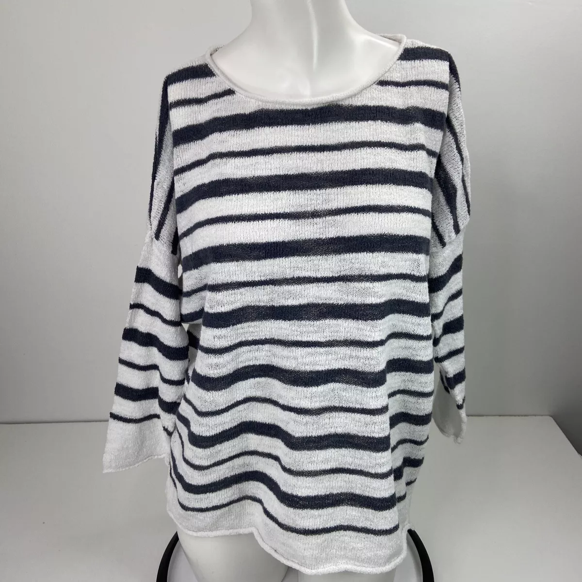 Grey and white striped best sale sweater