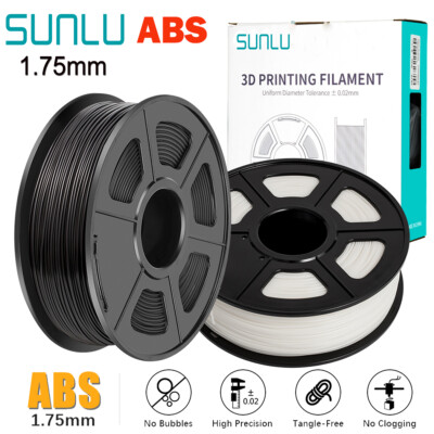 SUNLU 1KG ABS 3D Printer Filament 1.75mm Strong ABS 2.2LBS/Spool Black White Lot