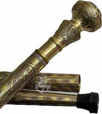 Compass long head handle wooden walking designer cane style stick new handmade