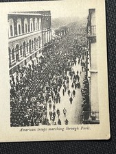 Antique Red Cross Card  American Troops Marching through Paris  ca 1917