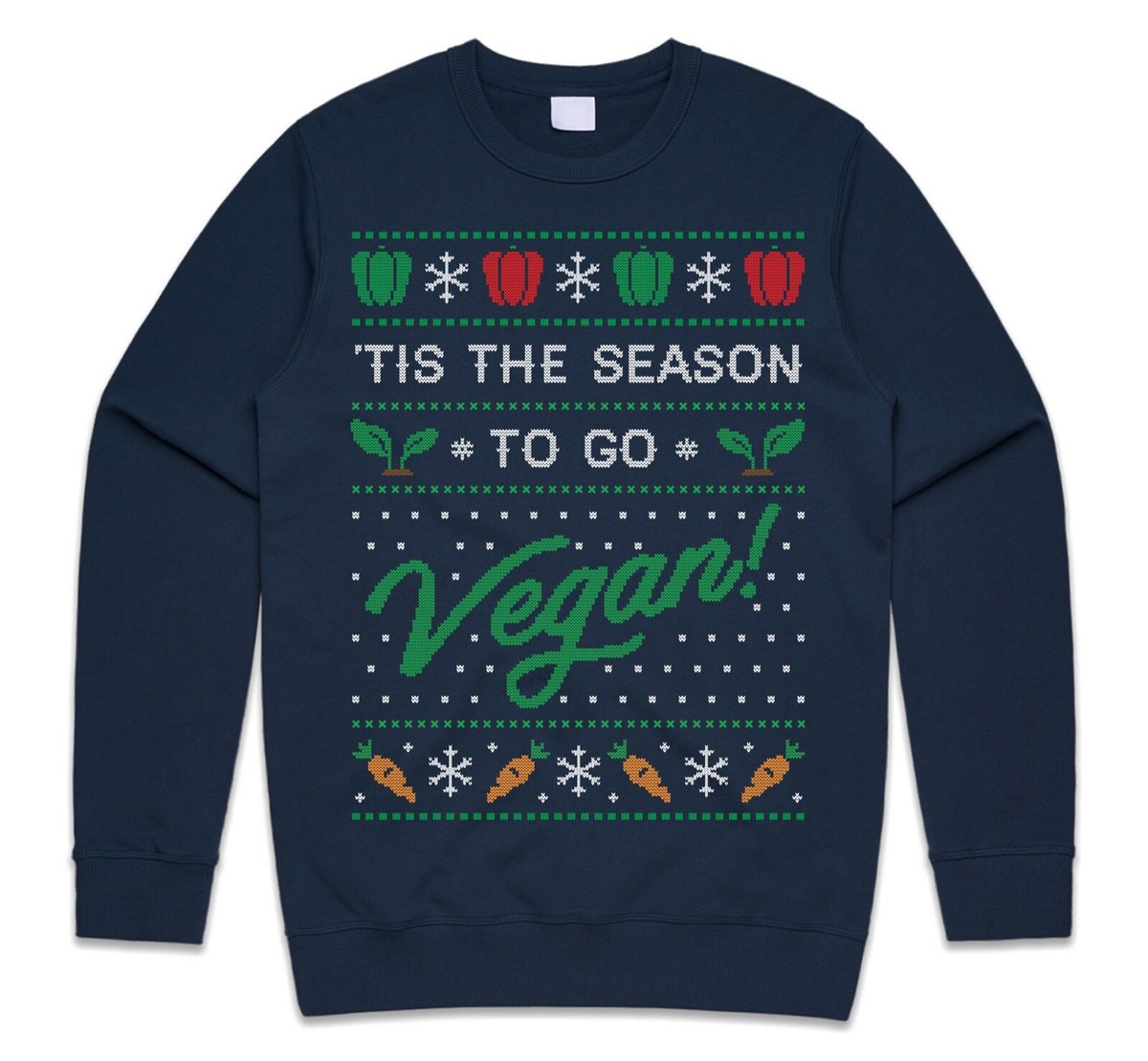 Tis The Season To Go Vegan Christmas Jumper Sweatshirt Funny Plant Power  Gift
