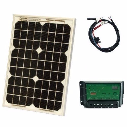 20W 12V solar panel solar module W/ 3A solar controller & battery clips camping