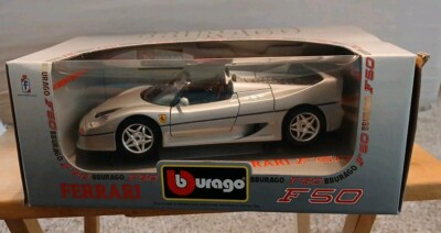 BURAGO 1995 Ferrari F50 Convertible SILVER 3352 Diecast 1:18 Scale Boxed