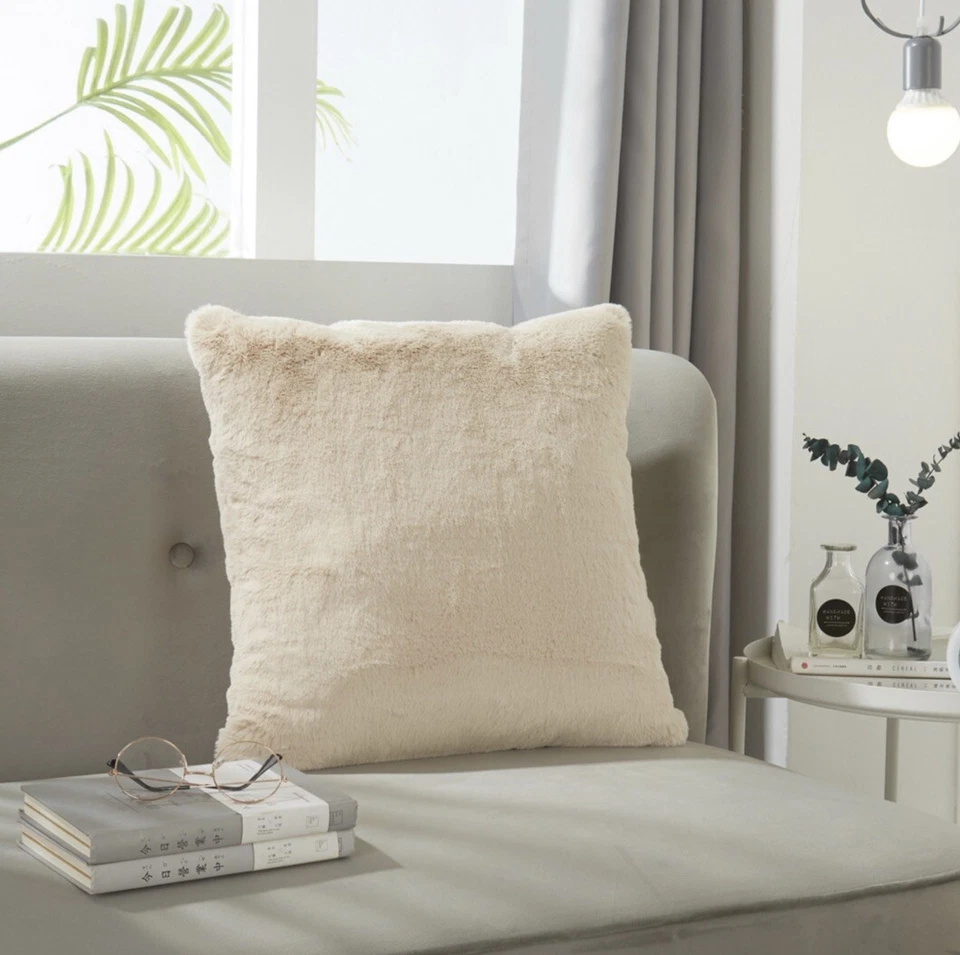 Mainstays Faux Fur Pillow, 18x18, Beige - Image 3 of 4