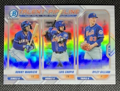 2021 Bowman Chrome # TP-NYM Talent Pipeline Mets- Mauricio, Carpio, Gilliam