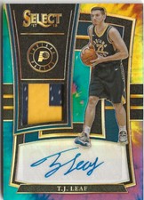 2017-18 Panini Select T.J. Leaf Tie Dye Prizm Auto Patch RC 17/25 Indiana Pacers