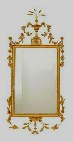 Espejo dorado neoclásico italiano de 1930 al estilo de Robert Adams  Foto 2 de 4