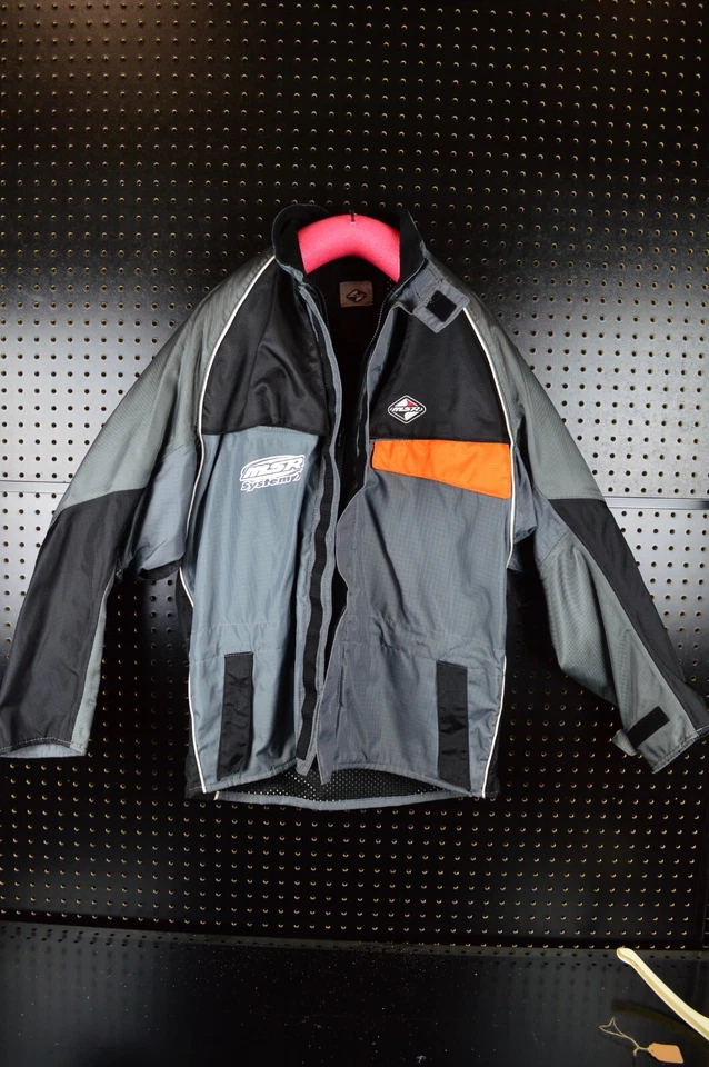 Chaqueta de motociclismo MSR System-X de nailon ventilada con cremallera gris negra para hombre X-L Foto 4 de 4