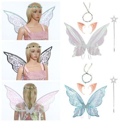 Women Girls Garland Princess Elf Ears Festival Butterfly Wings Cosplay Supply