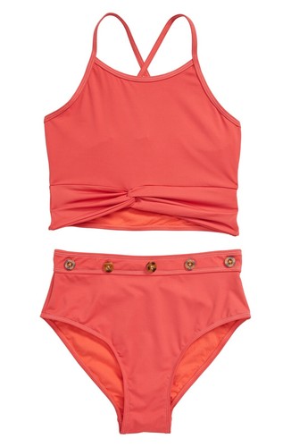 Habitual Kids' Contrast Stitch Two-Piece Swimsuit Little Kids Sizes 4/5, 5/6, 6X - 第 1/8 張圖片
