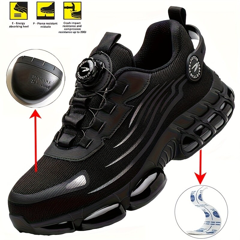 Men Safety Sneakers Steel Toe Cap Non-Slip Work Shoes Swivel