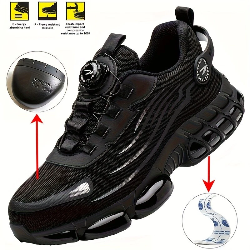 Men's Safety Sneakers Steel Toe Cap Non-Slip Work Shoes Swivel Buckle Shoelaces - Image 2 of 4
