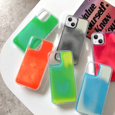 Glow Luminous Neon Sand Case For iPhone 16 13 15 14 11 12 Pro Max