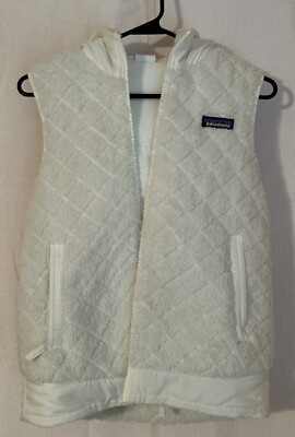 Patagonia Women’s Zip Vest With Hood White Fleece XS Reversible