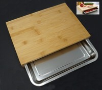 Schneidebrett 38X27X7 Cm Aus Bambus Mit Herausnehmbarer Edelstahlschale