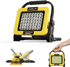 60W 6000LM Work Light for Dewalt 20V Battery, Cordless Flood Light for Camping,,