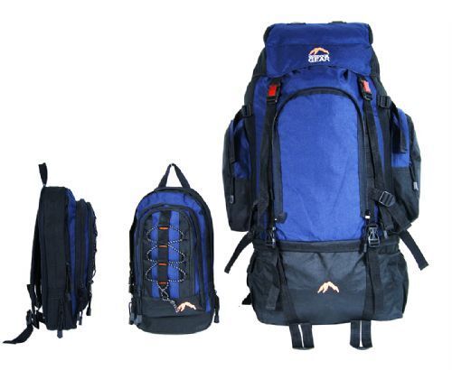 Camping Rucksack Backpack Hiking Detachable Day Back Pack Bag Blue Travel 50L - Picture 1 of 4