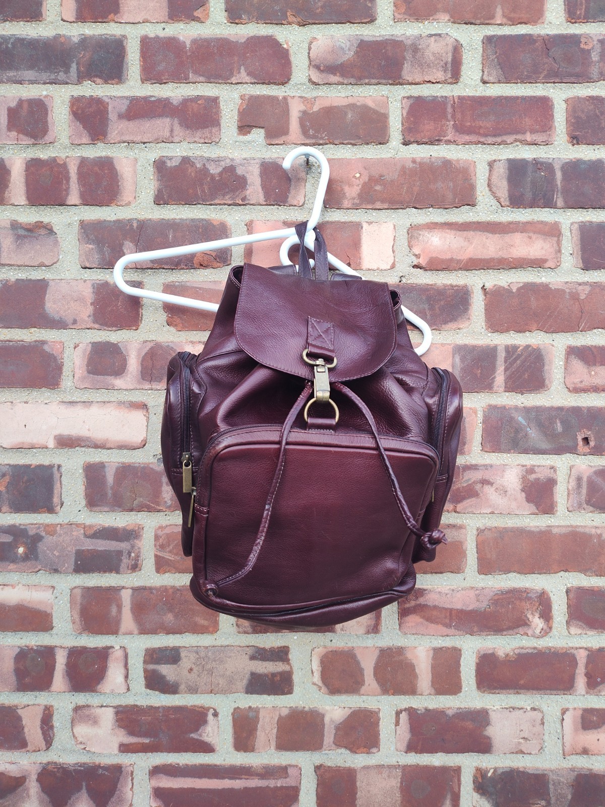 Brown Clava-style Leather Drawstring Backpack - image 2