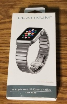 Platinum Stainless Steel Link Watch Strap for Apple Watch all 44mm 42mm Silver