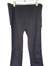 BCBGMaxAzria Black Lattice Side Leggings Stretch Fit Womens Medium Large Stylish