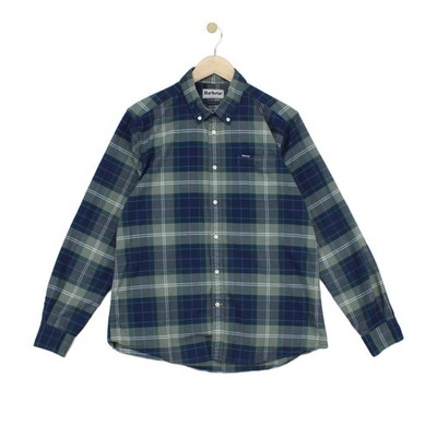Barbour Karohemd Herren Größe L Blau Tailored Fit Knopfleiste Freizeit