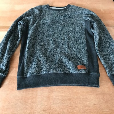 Quiksilver Sweater Men S Gray Crew Neck Long Sleeve Pullover Stretch Preppy