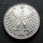 SILVER 5 DEUTSCHE MARK 1951 F COIN OF WEST GERMANY ~ EAGLE EMBLEM OF GERMANY — photo 1