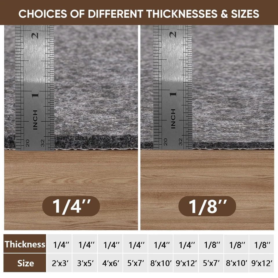 Almofadas de tapete antiderrapantes de feltro, feltro extragrande 1/4" grosso e apoio de borracha, choque... - Imagem 2 de 4