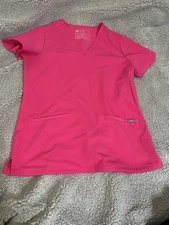 FIGS Women’s Small Casma 3 Pocket Scrub Top Short Sleeve  Pink