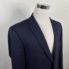 Tommy Hilfiger 44L Sport Coat 100 Wool Navy Blue Two Button Double Vented
