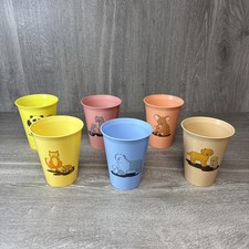 Vintage Children  s Plastic Animal Cups Set of 6 Retro Zoo Nursery Tumblers 80s