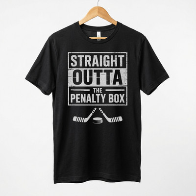 Straight Outta The Penalty Box Ice Hockey Shirt | Hockey Mask & Sticks Tee
