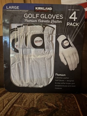 Kirkland Men's Golf Gloves Premium Cabretta Leather 4 Pack Medium Large or Large