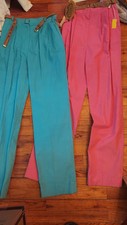 Ladies LOT NWT Vintage Villager Linen Cotton Pants Trouser Y2K Sz S 6, 8 Belts