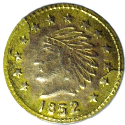 1852 CALIFORNIA GOLD ROUND 1/2 $ TOKEN - INDIAN HEAD - EC 8919