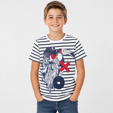 UBS2 Jungen T-Shirt Streifen Print 100% Baumw...