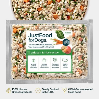 JustFoodForDogs Fresh Dog Food Chicken & White Rice Recipe Human-Grade