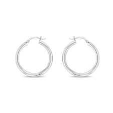 25MM or 30MM Polished 14k White Gold Hoops