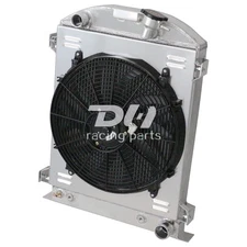 3Row Radiator&Shroud&Fan For 30-38 Ford Hot Rod HI Boy Model A/B W/ Chevy V8 Eng