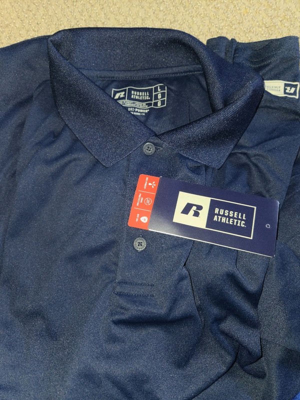 Mens Long Sleeve Polo - Russell Athletic- Navy Size L