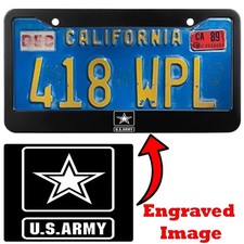 Engraved Black License Plate Frame - U.s. Army 2