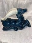 Vintage MCM Shawnee USA Pottery Gazelle Ram Bluish Green and White VERY NICE