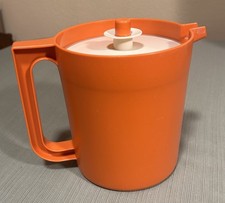 VTG Tupperware Small Short Pitcher with a push-button seal lid 1575-4 Orange