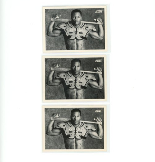 1990 Score Bo Jackson #697 Lot (3) Iconic Black & White Shoulder Pads Bat B&W