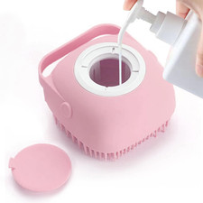Pet Grooming Bath Massage Brush with Soap and Shampoo Dispenser Soft Silicone Br