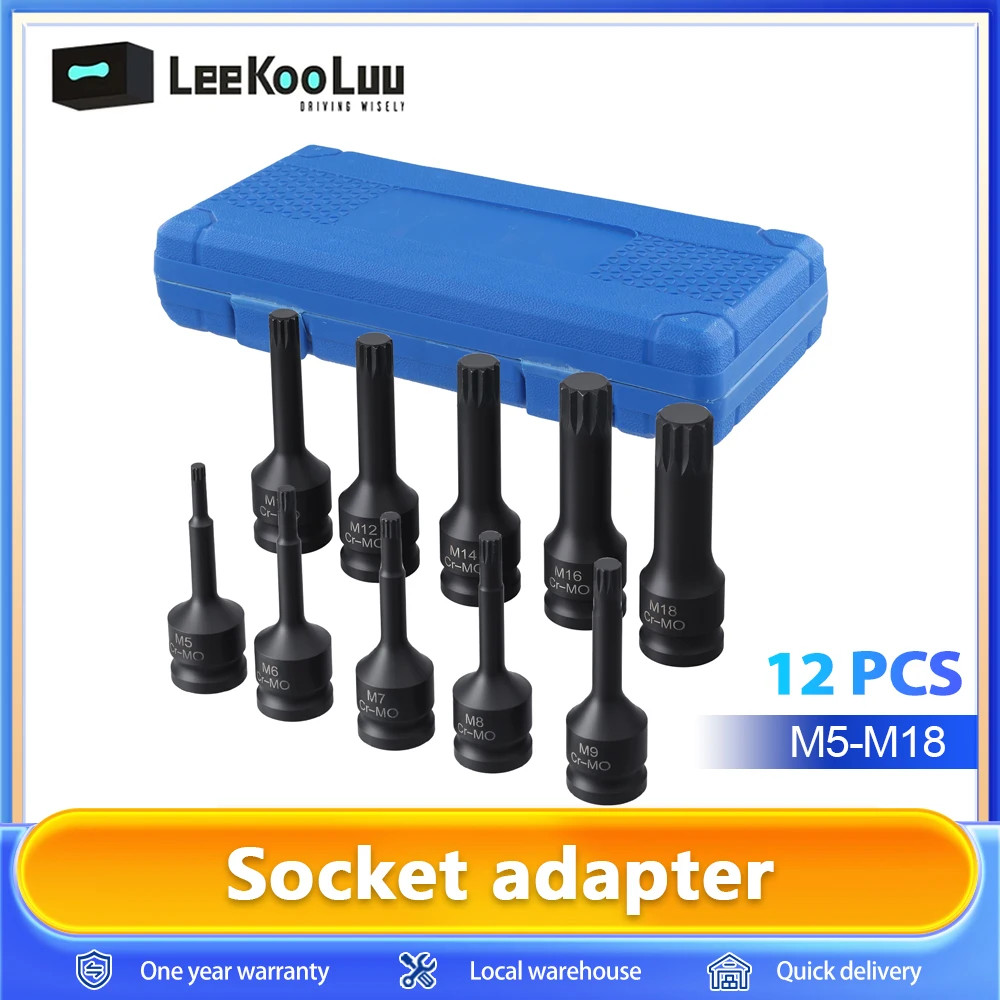 Jeu douilles percussion M5 M8 M10 M12 M14 M18 Torx type M hexagonales 10pcs