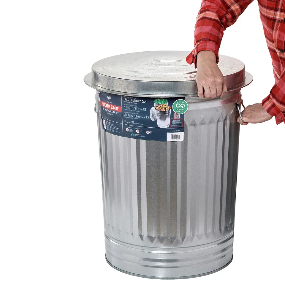 Behrens Galvanized Steel Trash Can with Lid, 31 Gal., 21in. Dia. × 29.75in.H - Image 4 of 4