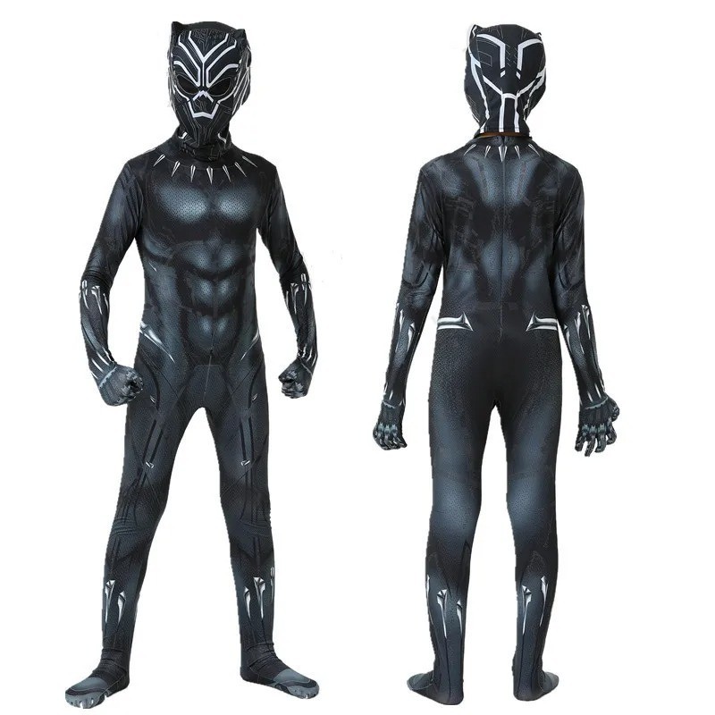 Black Panther Avanger Jumpsuit + Mask Set for Kids Adult Costume Cosplay Outfit
