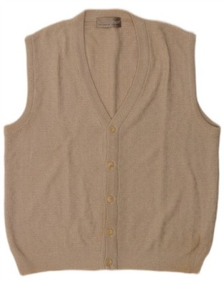 Breidhof Mens Sleeveless Cardigan Sweater IT 50 Medium Beige Polyacrylic FI02