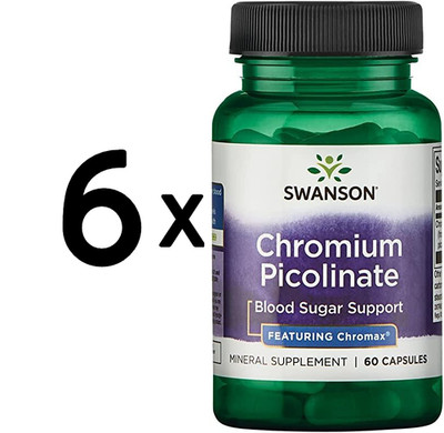 6 x Swanson Chromium Picolinate Featuring Chromax, 200mcg - 60 (111,08 EUR/kg)